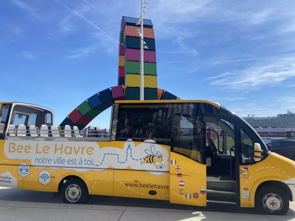 Bee Bus Jaune Cabriolet Catene Containers Le Havre